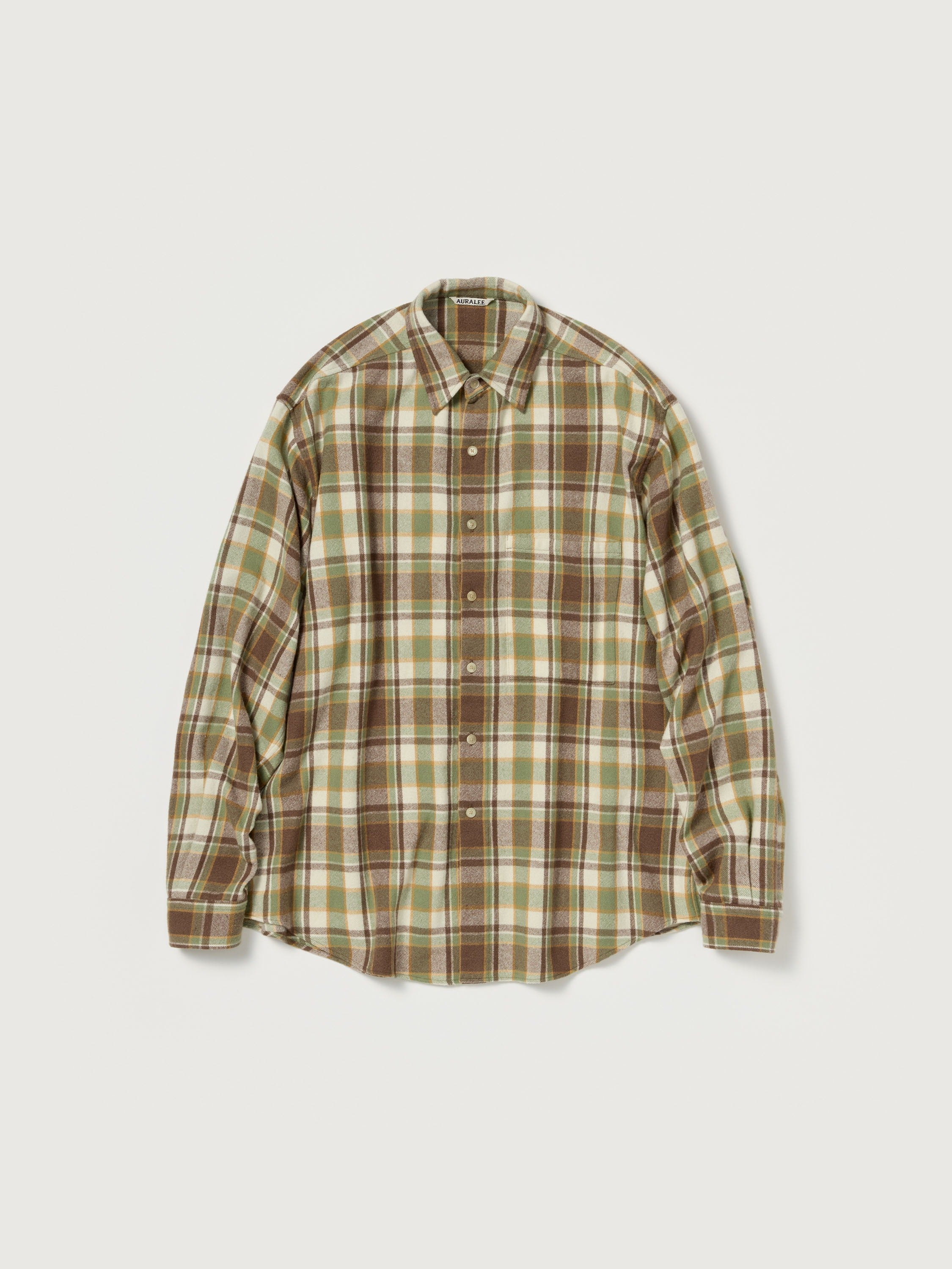 AURALEE 26AW CASHMERE SILK CHECKED FLANNEL BIG SHIRT
